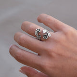 Double Black Roses Ring