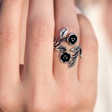 Anello Black Roses Doppio - bisilver