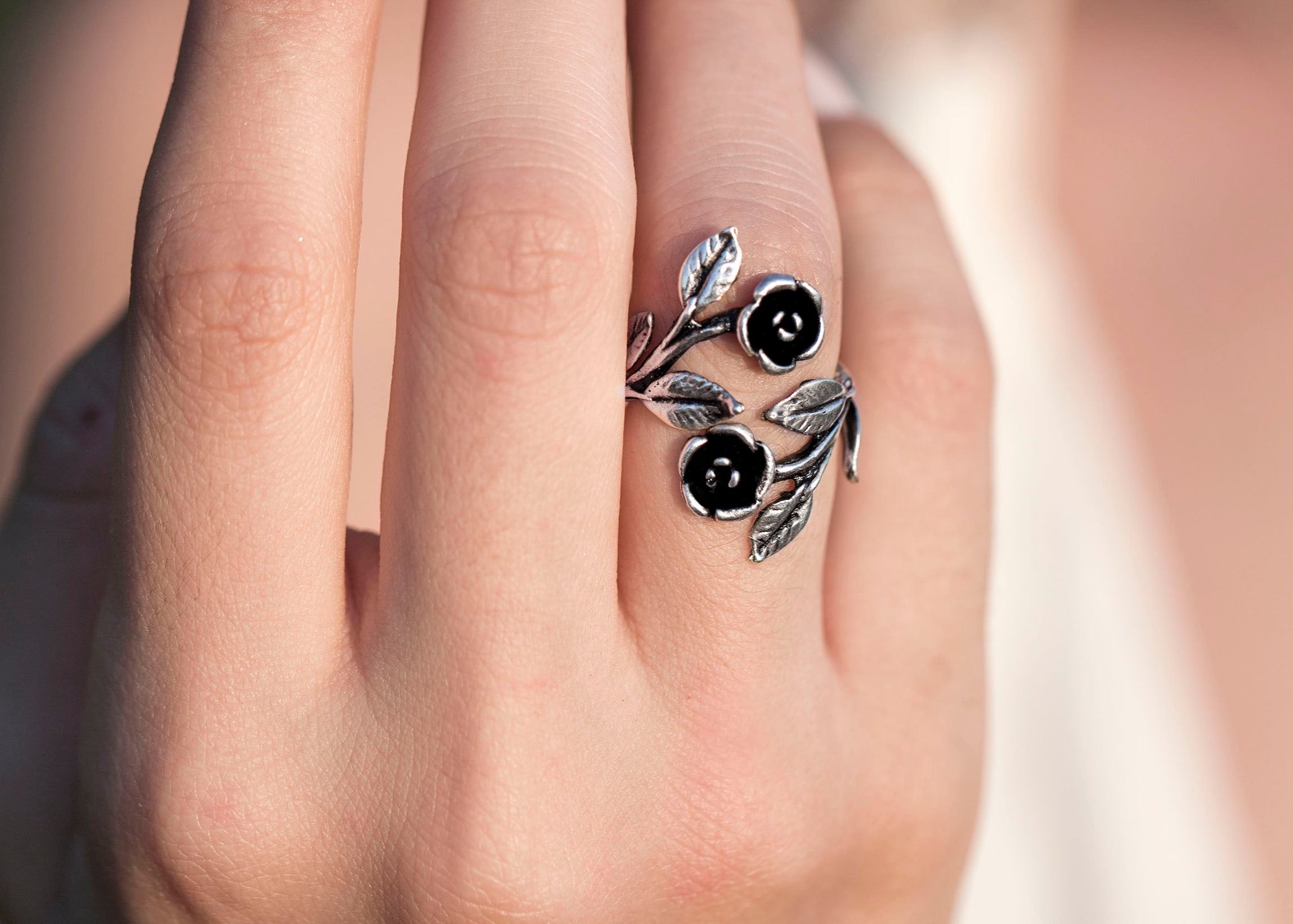 Anello Black Roses Doppio - bisilver